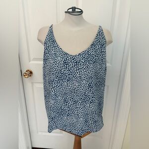 NWT Banana Republic Navy and White Patterned Tank Top ladies XL